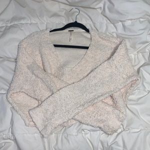 Free People cream popcorn pullover sweater